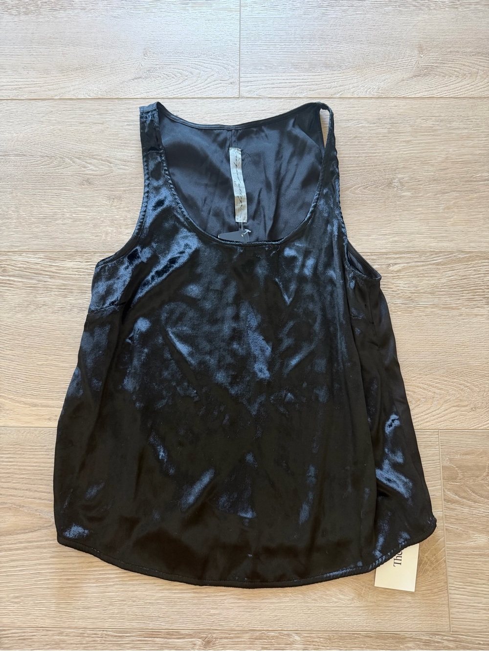 $290 Raquel Allegra Koda Tank 100% Silk Black Velvet Size 0
